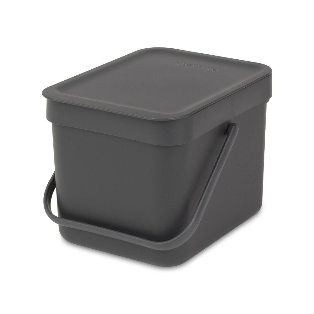 Brabantia maisto atliekų konteineris Sort&Go, 6 l, tamsiai pilkas цена и информация | Šiukšliadėžės | pigu.lt