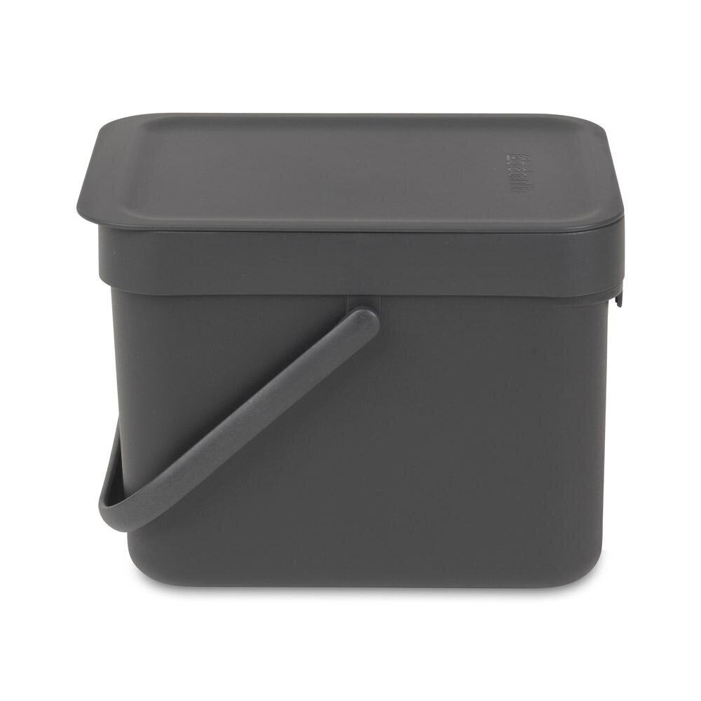 Brabantia maisto atliekų konteineris Sort&Go, 6 l, tamsiai pilkas kaina ir informacija | Šiukšliadėžės | pigu.lt