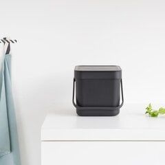 Brabantia maisto atliekų konteineris Sort&Go, 6 l, tamsiai pilkas kaina ir informacija | Šiukšliadėžės | pigu.lt