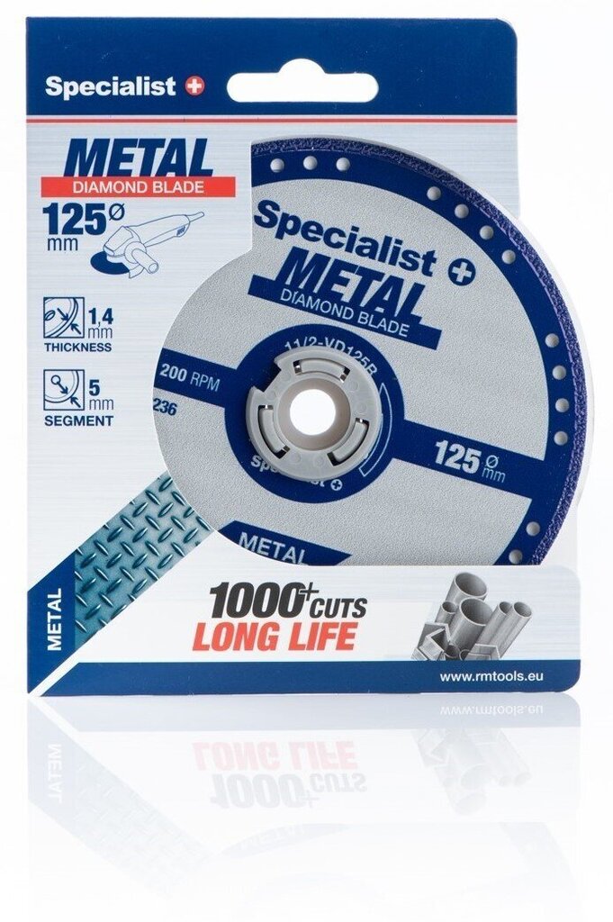 Deimantinis pjovimo diskas metalui 125x1,4x22,23 mm kaina ir informacija | Mechaniniai įrankiai | pigu.lt