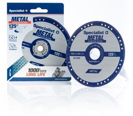 Deimantinis pjovimo diskas metalui 125x1,4x22,23 mm kaina ir informacija | Irwin Santechnika, remontas, šildymas | pigu.lt