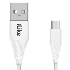 iLike ICT01 Atsparus TPE USB į USB-C (Type-C) Greitas 3.1A Duomenų ir Įkrovimo Kabelis 1m Balta kaina ir informacija | Laidai telefonams | pigu.lt