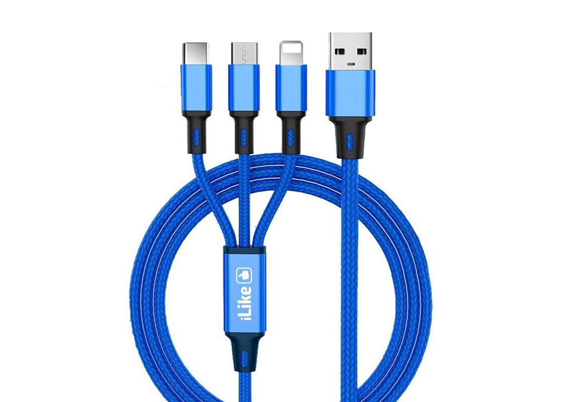 ILike Charging Cable 3 in 1 CCI02, USB, 1.2 m kaina ir informacija | Laidai telefonams | pigu.lt