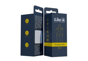 iLike CCI02 Плетеной веревки прочный USB 3в1 Кабель USB на Micro USB / Lightning / Type-C 1m Золотой цена и информация | Кабели для телефонов | pigu.lt