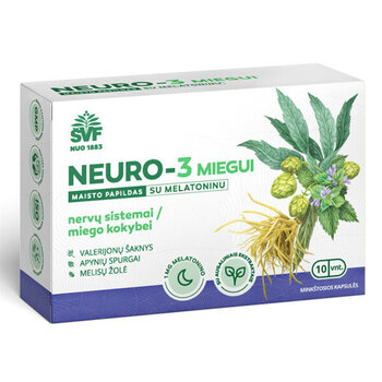 Maisto papildas Neuro-3 su melatoninu, 10 kapsulių цена и информация | Витамины, пищевые добавки, препараты для хорошего самочувствия | pigu.lt