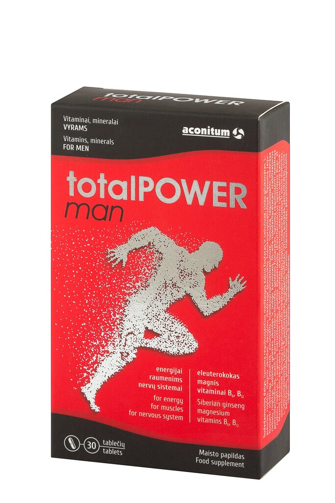 Maisto papildas Total Power Man, 30 tablečių kaina ir informacija | Vitaminai, maisto papildai, preparatai gerai savijautai | pigu.lt