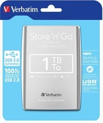 Verbatim Store 'n' Go 2.5" 1TB USB 3.0 цена и информация | Жёсткие диски (SSD, HDD) | pigu.lt