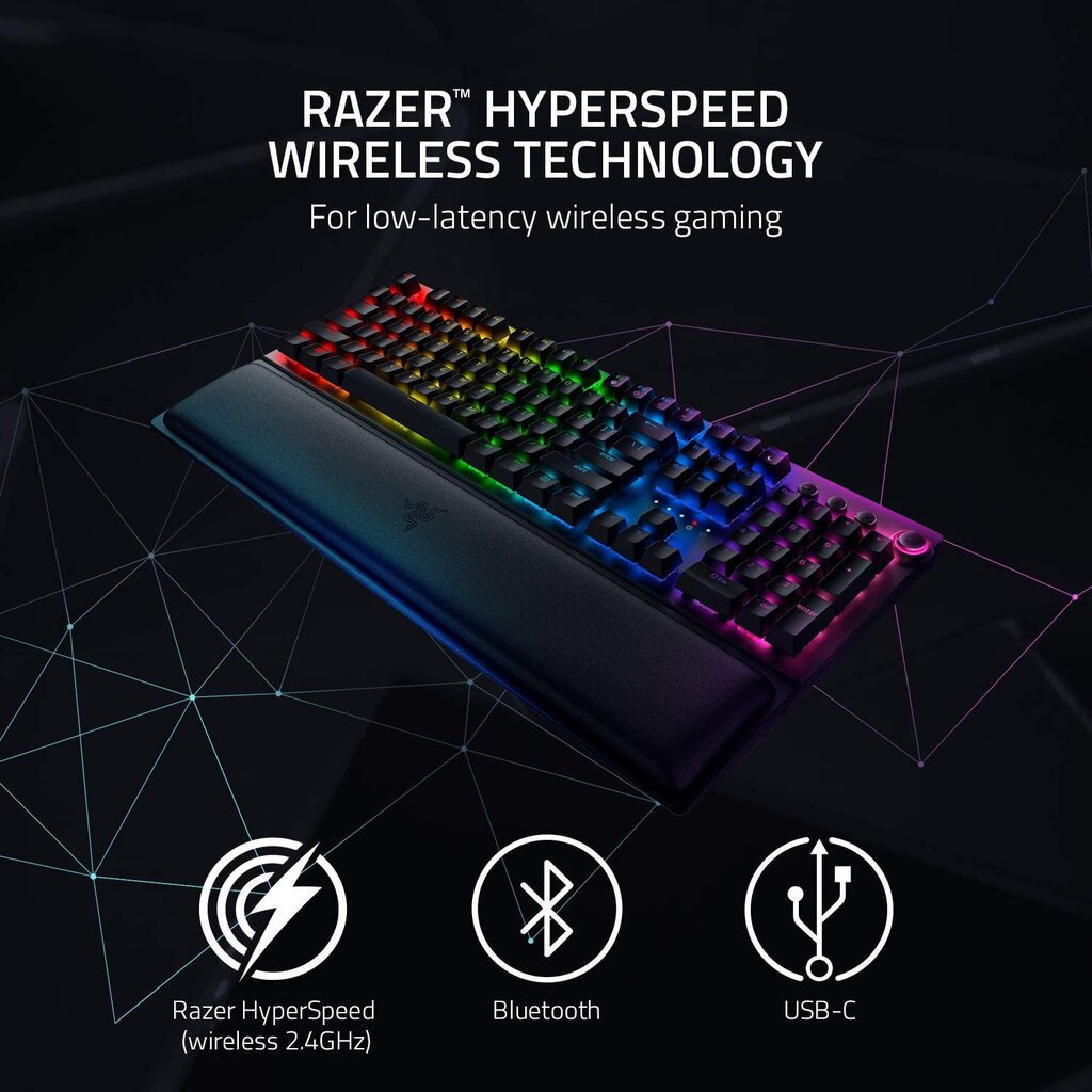 Mechaninė Razer BlackWidow V3 Pro, Green Switch, US, klaviatūra, juoda цена и информация | Klaviatūros | pigu.lt