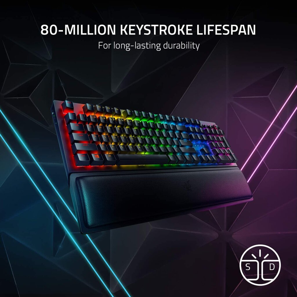 Mechaninė Razer BlackWidow V3 Pro, Green Switch, US, klaviatūra, juoda цена и информация | Klaviatūros | pigu.lt