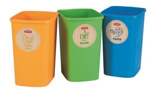 Šiukšlių kibirų be dangčio rinkinys Deco Flip Bin, 3x10l, mėlyna/ žalia/geltona kaina ir informacija | Curver Virtuvės, buities, apyvokos prekės | pigu.lt