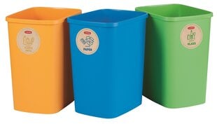 Комплект мусорников, без крышки Deco Flip Bin 3x25L синий / зеленый / желтый цена и информация | Мусорные баки | pigu.lt