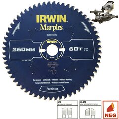 Pjovimo diskas Irwin Marples 250x30Px48T 2.5 mm ATB/N kaina ir informacija | Mechaniniai įrankiai | pigu.lt