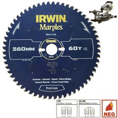 Pjovimo diskas Irwin Marples 250x30Px80T 2.5 mm H-ATB/N kaina ir informacija | Mechaniniai įrankiai | pigu.lt