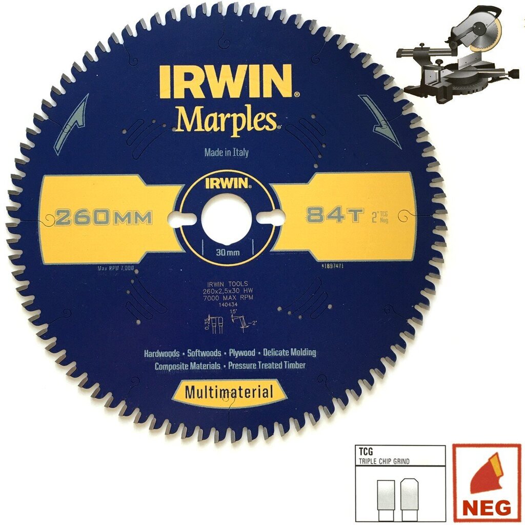 Pjovimo diskas Irwin Marples 254x30Px84T 2.5 mm TCG/N цена и информация | Mechaniniai įrankiai | pigu.lt