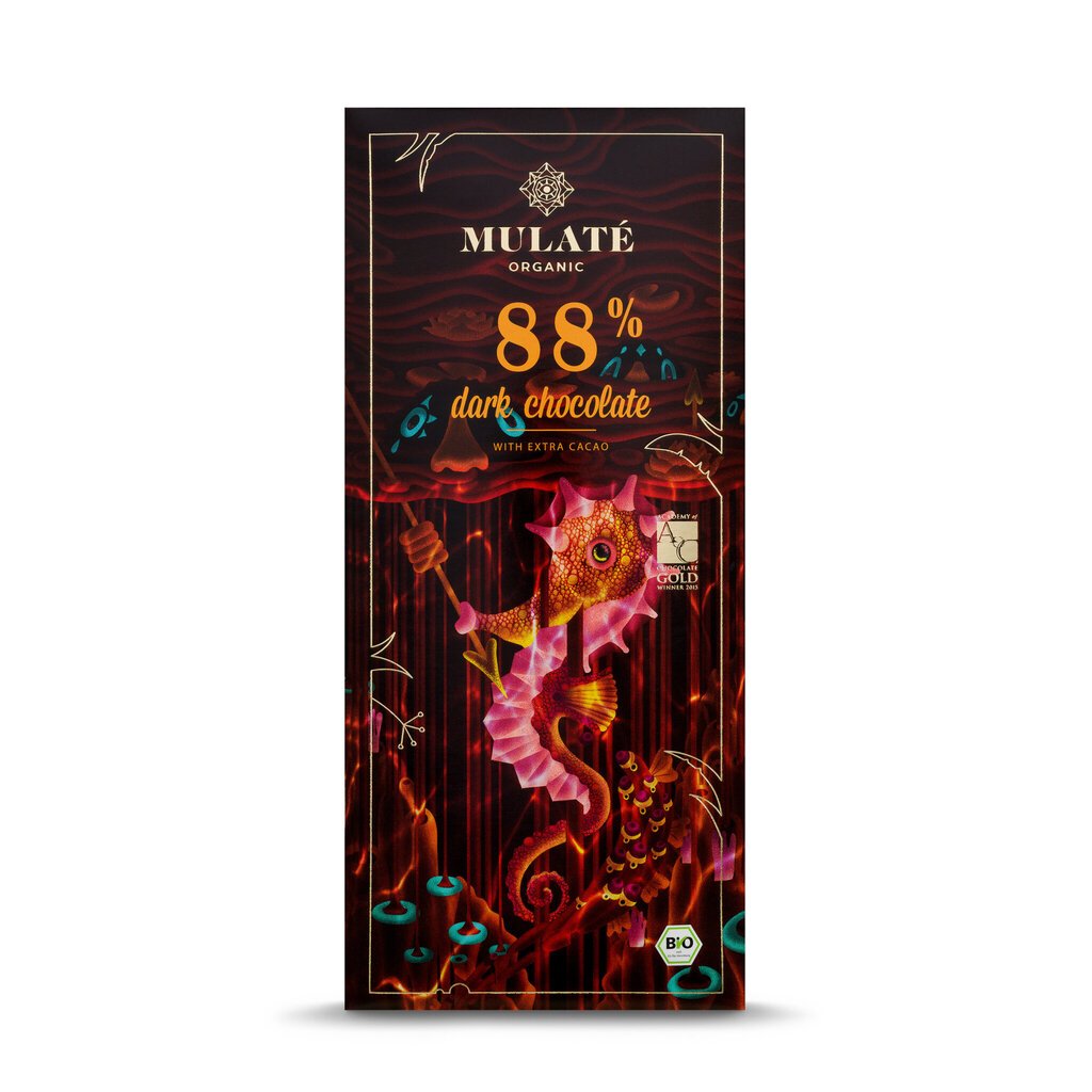 Ekologiškas juodasis šokoladas MULATE 88, 80 g kaina ir informacija | Saldumynai | pigu.lt