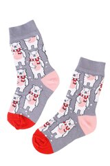 Детские xлопчатобумажные носки серого цвета с изображением белых мишек Christmas Bear цена и информация | Носки, колготки для девочек | pigu.lt