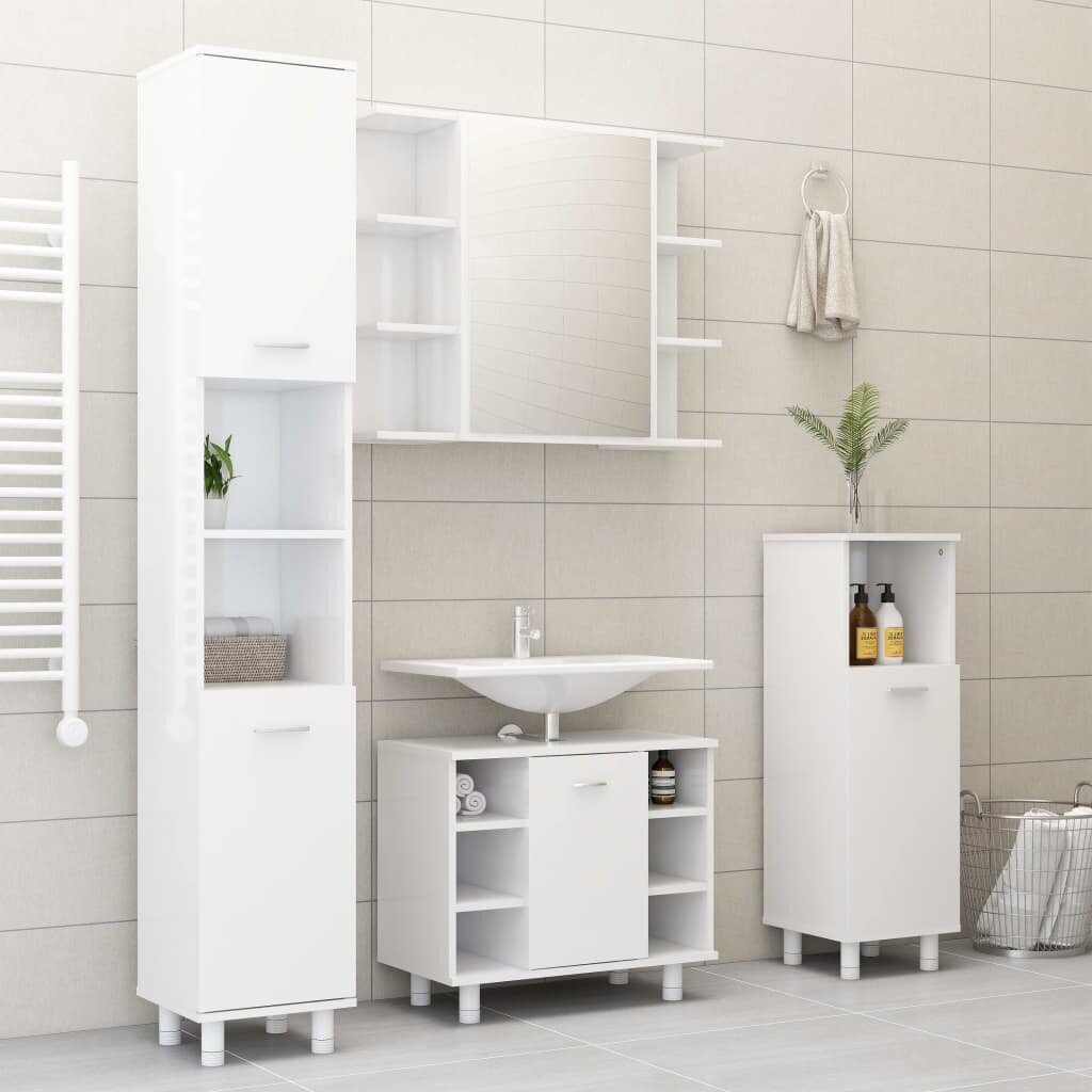 Vonios kambario spintelė, 30x30x179cm, balta цена и информация | Vonios spintelės | pigu.lt