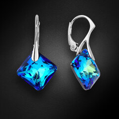 Sidabriniai auskarai moterims DiamondSky Shimmer Bermuda Blue su Swarovski kristalais kaina ir informacija | Auskarai | pigu.lt