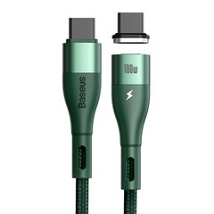 Загрузочный магнитный кабель Baseus Zinc USB Type C - USB Type C 100 W 1,5 м, зеленый цена и информация | Кабели для телефонов | pigu.lt