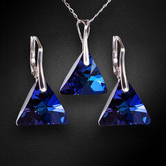 Sidabrinis papuošalų rinkinys moterims DiamondSky Osiris Bermuda Blue su Swarovski kristalais kaina ir informacija | Papuošalų rinkiniai | pigu.lt