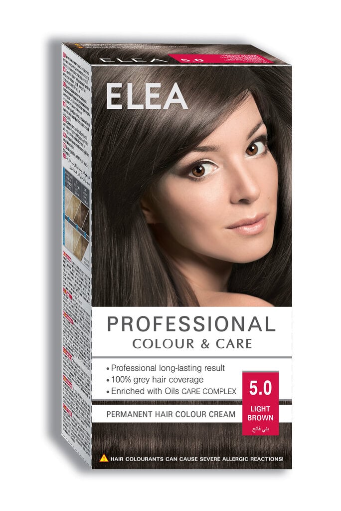 Plaukų dažai Elea Professional Colour& Care 5.0 Light brown, 123ml kaina ir informacija | Plaukų dažai | pigu.lt