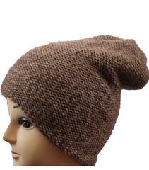 Вязаная двойная шапка женская, коричневая цена и информация | Женские шапки | pigu.lt