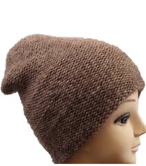 Вязаная двойная шапка женская, коричневая цена и информация | Женские шапки | pigu.lt