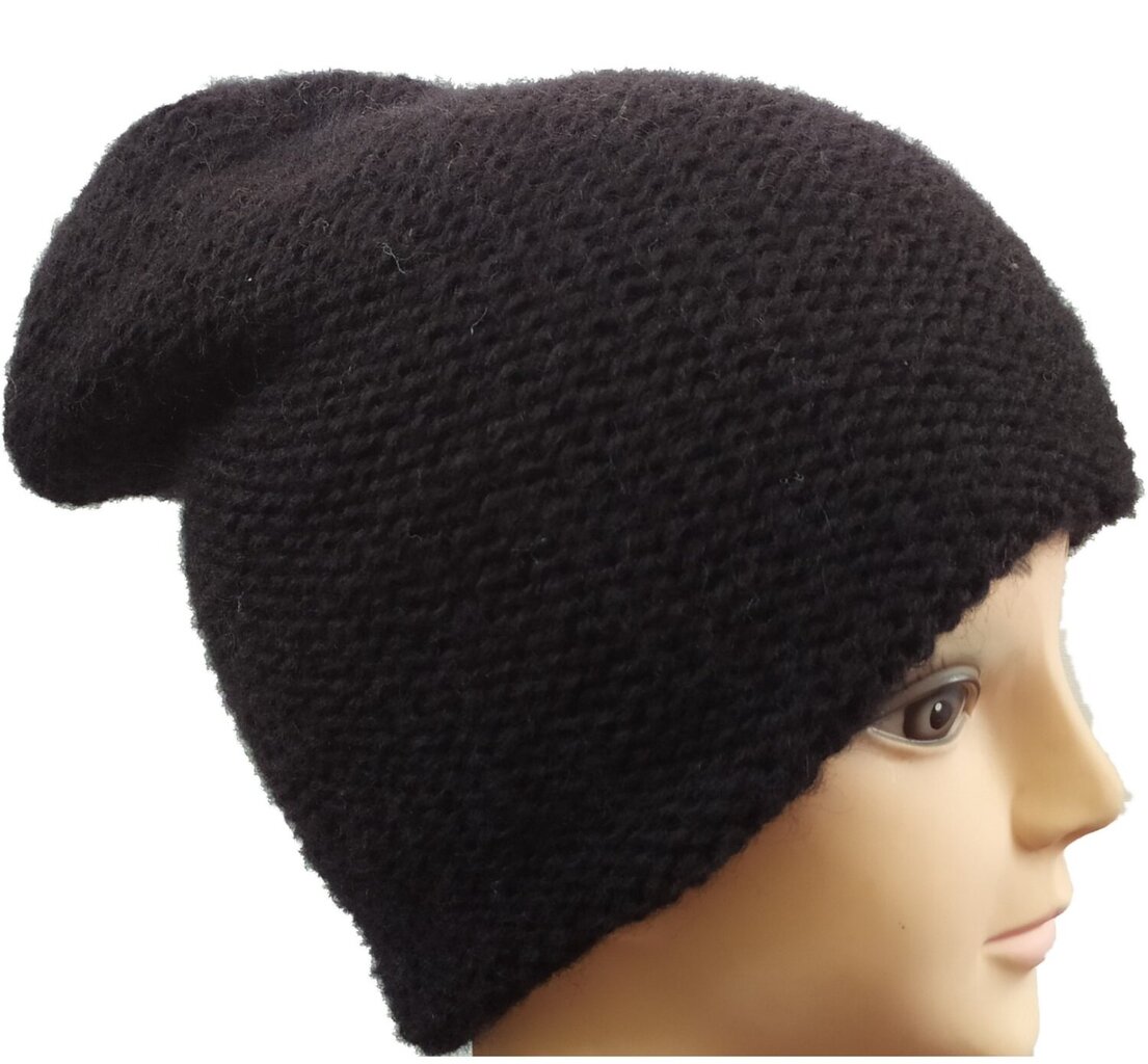 Megzta dviguba kepurė moterims, juoda цена и информация | Kepurės moterims | pigu.lt