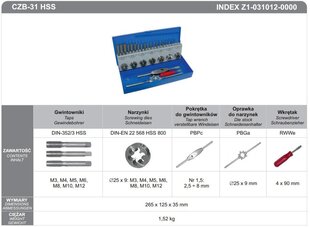 Įrankių rinkinys Inox, 31 vnt. kaina ir informacija | Mechaniniai įrankiai | pigu.lt