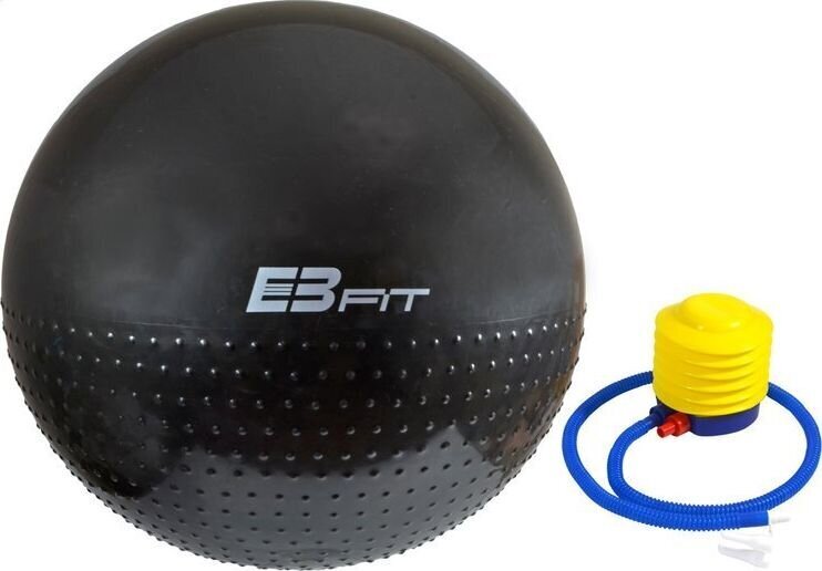 Gimnastikos kamuolys su pompa Eb Fit 75cm, juodas kaina ir informacija | Gimnastikos kamuoliai | pigu.lt