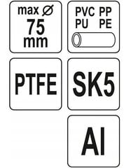 Vamzdžio Žirklės, pjoviklis YATO PVC PP, PE, PU 75mm YT-22274 kaina ir informacija | Mechaniniai įrankiai | pigu.lt