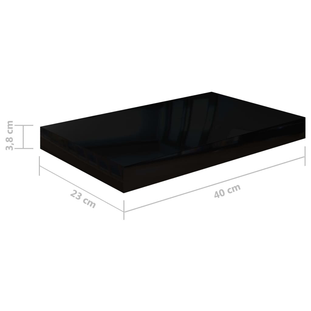 Pakabinamos sieninės lentynos VidaXL, 4 vnt., 40x23x3,8 cm, juodos kaina ir informacija | Lentynos | pigu.lt