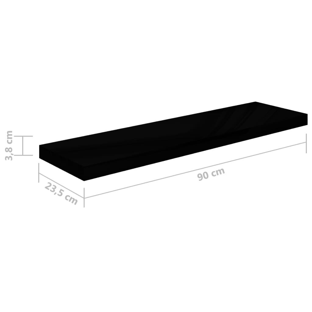 Pakabinamos lentynos VidaXL, 4 vnt., 90x23,5x3,8 cm, juodos kaina ir informacija | Lentynos | pigu.lt