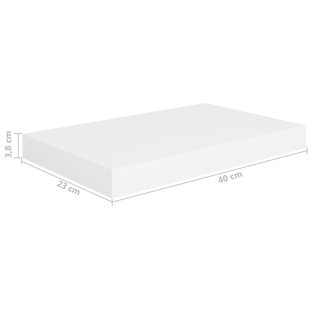 Pakabinamos sieninės lentynos VidaXL, 4 vnt., 40x23x3,8 cm, baltos kaina ir informacija | Lentynos | pigu.lt