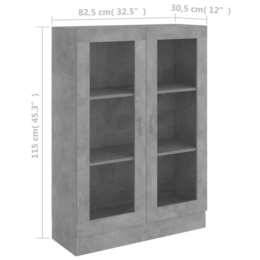 Vitrininė spintelė, betono pilkos spalvos, 82,5x30,5x115cm kaina ir informacija | Vitrinos, indaujos | pigu.lt