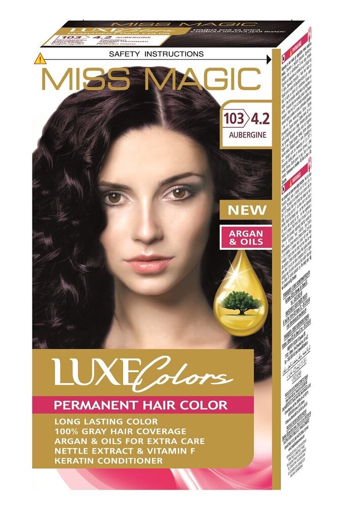Plaukų dažai Miss Magic Luxe Colors 4.2 Aubergine, 93ml цена и информация | Plaukų dažai | pigu.lt