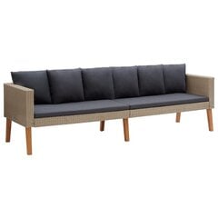 Trivietė sodo sofa su pagalvėlėmis, smėlio spalvos цена и информация | Садовые стулья, кресла, пуфы | pigu.lt