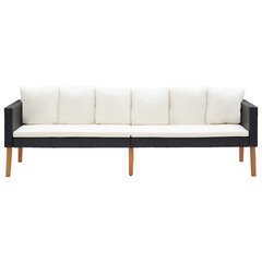 Trivietė sodo sofa su pagalvėlėmis, juodos/baltos spalvos цена и информация | Садовые стулья, кресла, пуфы | pigu.lt