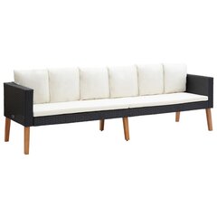 Trivietė sodo sofa su pagalvėlėmis, juodos/baltos spalvos цена и информация | Садовые стулья, кресла, пуфы | pigu.lt