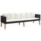 Trivietė sodo sofa su pagalvėlėmis, juodos/baltos spalvos kaina ir informacija | Lauko kėdės, foteliai, pufai | pigu.lt