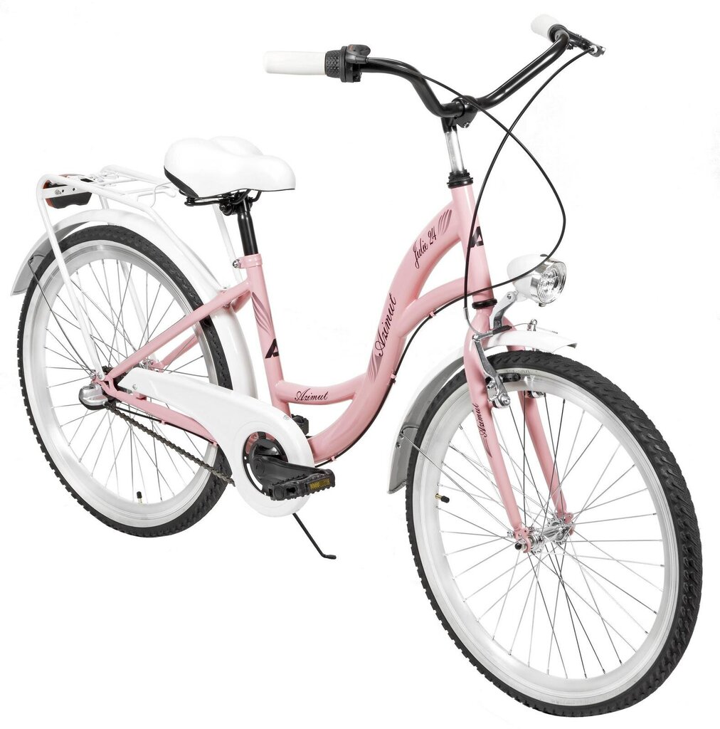 Vaikiškas dviratis AZIMUT Julie 24" 3-speed 2021, rožinis/baltas kaina ir informacija | Dviračiai | pigu.lt