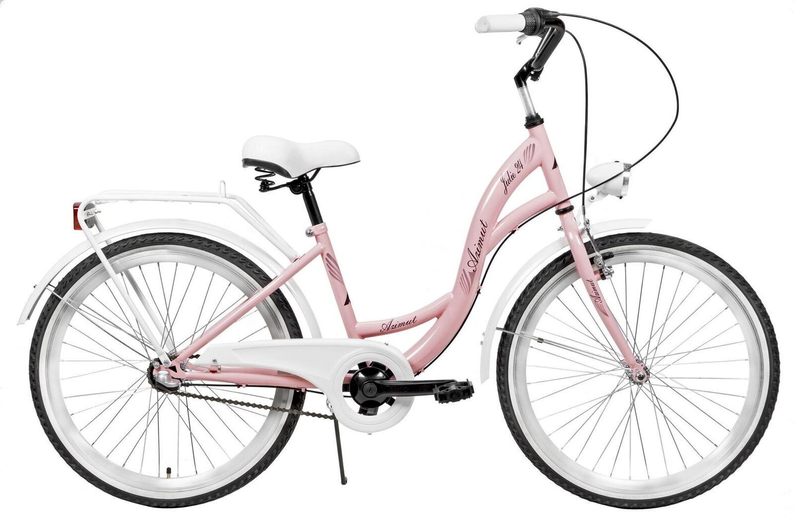 Vaikiškas dviratis AZIMUT Julie 24" 3-speed 2021, rožinis/baltas kaina ir informacija | Dviračiai | pigu.lt
