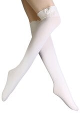 Женские высокие гольфы белого цвета с белым бархатным бантом MARLENE цена и информация | Женские носки | pigu.lt