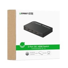 Komutatorius Ugreen HDMI - 3x HDMI, 3D, 4K, 7,5 Gbps, 36 bit kaina ir informacija | Komutatoriai (Switch) | pigu.lt