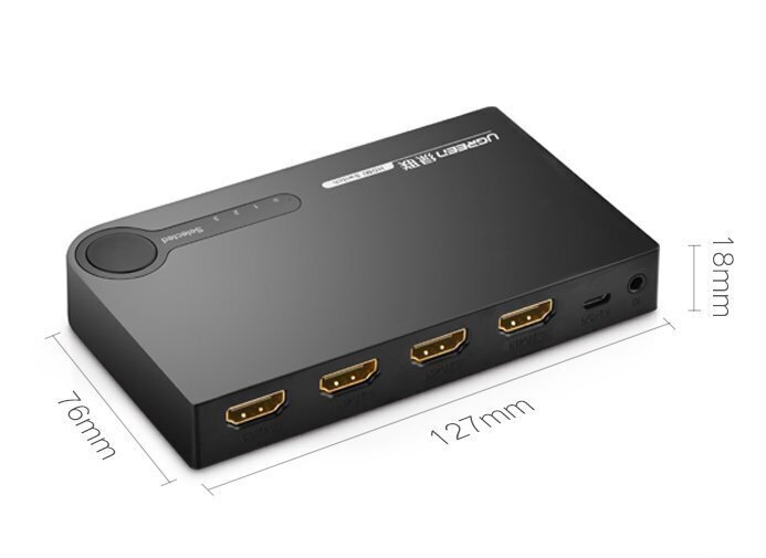 Komutatorius Ugreen HDMI - 3x HDMI, 3D, 4K, 7,5 Gbps, 36 bit kaina ir informacija | Komutatoriai (Switch) | pigu.lt
