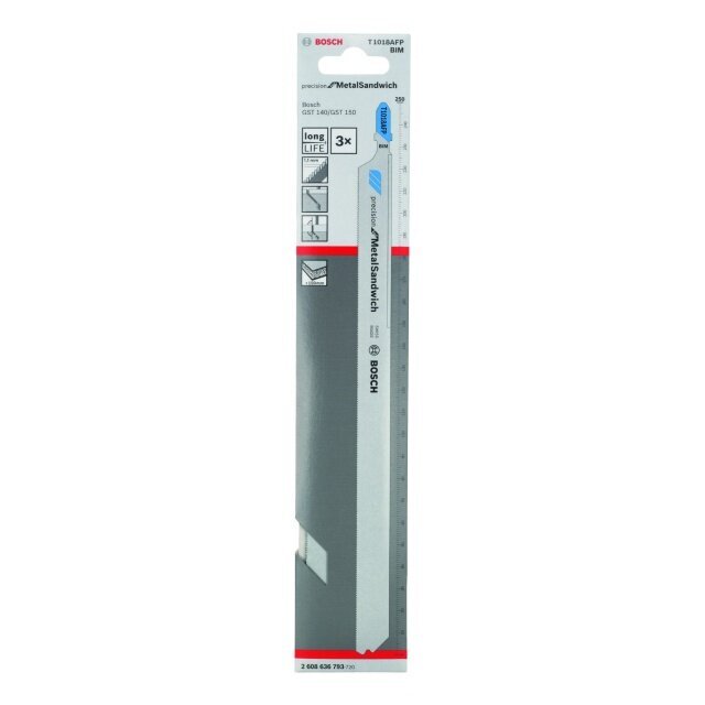 Bosch Siaurapjūklio pjūkleliai for MetalSandwich T1018AFP, 3vnt. kaina ir informacija | Mechaniniai įrankiai | pigu.lt