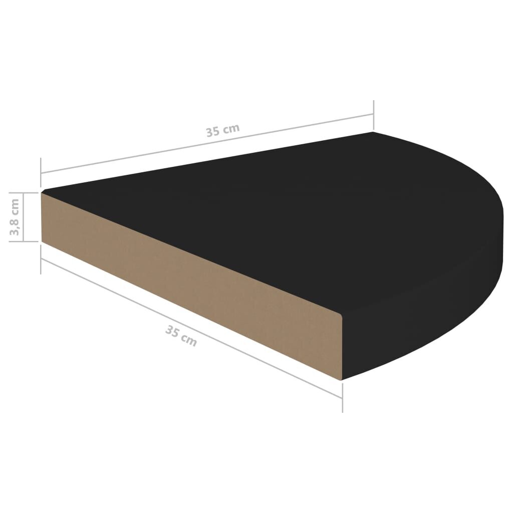 Pakabinamos kampinės lentynos VidaXL, 2 vnt., 35x35x3,8 cm, juodos kaina ir informacija | Lentynos | pigu.lt