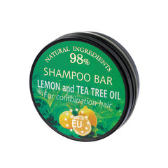 Kietas plaukų ir kūno šampūnas "lemon and tea tree" (in aluminium jar) Saules Fabrika, 60g kaina ir informacija | Saules fabrika Plaukų priežiūrai | pigu.lt