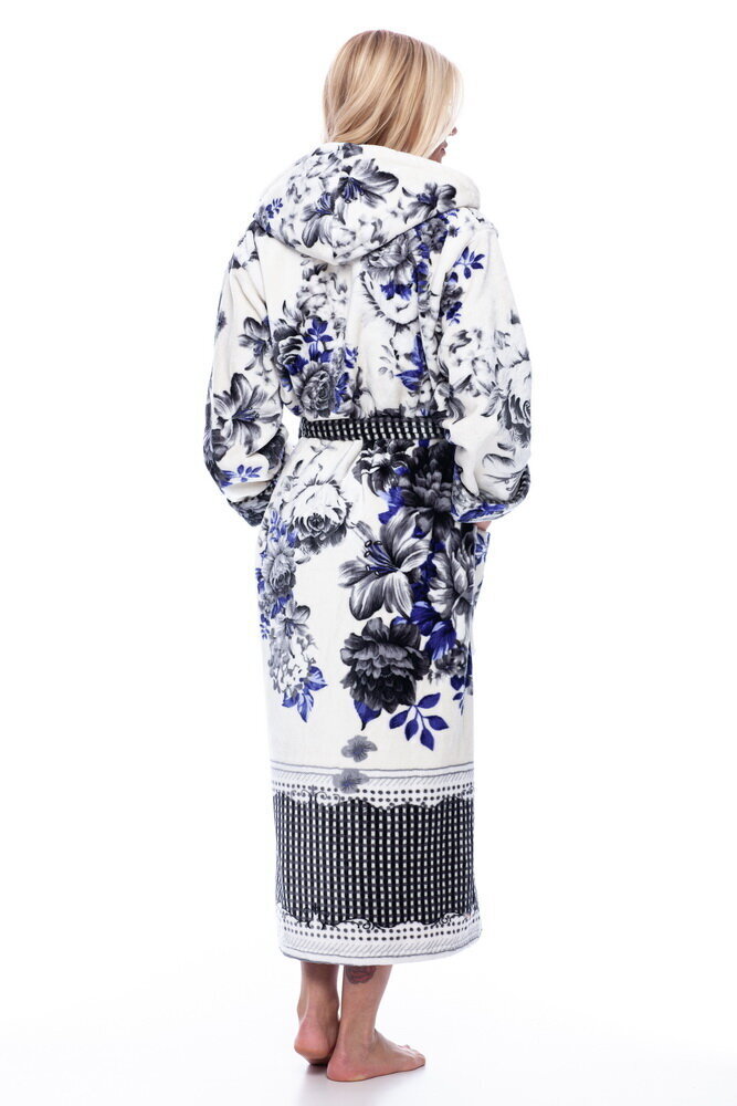 Bambuko pluošto chalatas su mėlynomis gėlėmis moterims Elite Bamboo kaina ir informacija | Chalatai moterims | pigu.lt