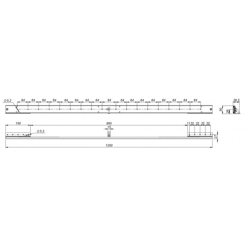 Stalo praplėtimo mechanizmas, Basic Advanced (P2) 1250x(2x450)x50mm, su st., sinchr. kaina ir informacija | Kiti priedai baldams | pigu.lt